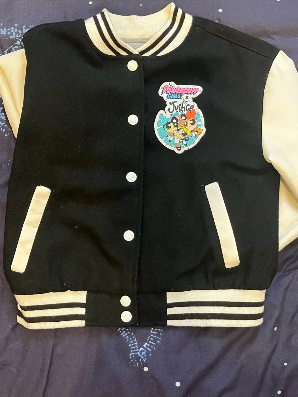 Girls Sz Small Power Puff Girls X JUSTICE Bomber Varsity Jacket